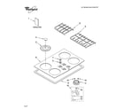 Whirlpool GLT3057RT02 cooktop, burner and grate parts diagram