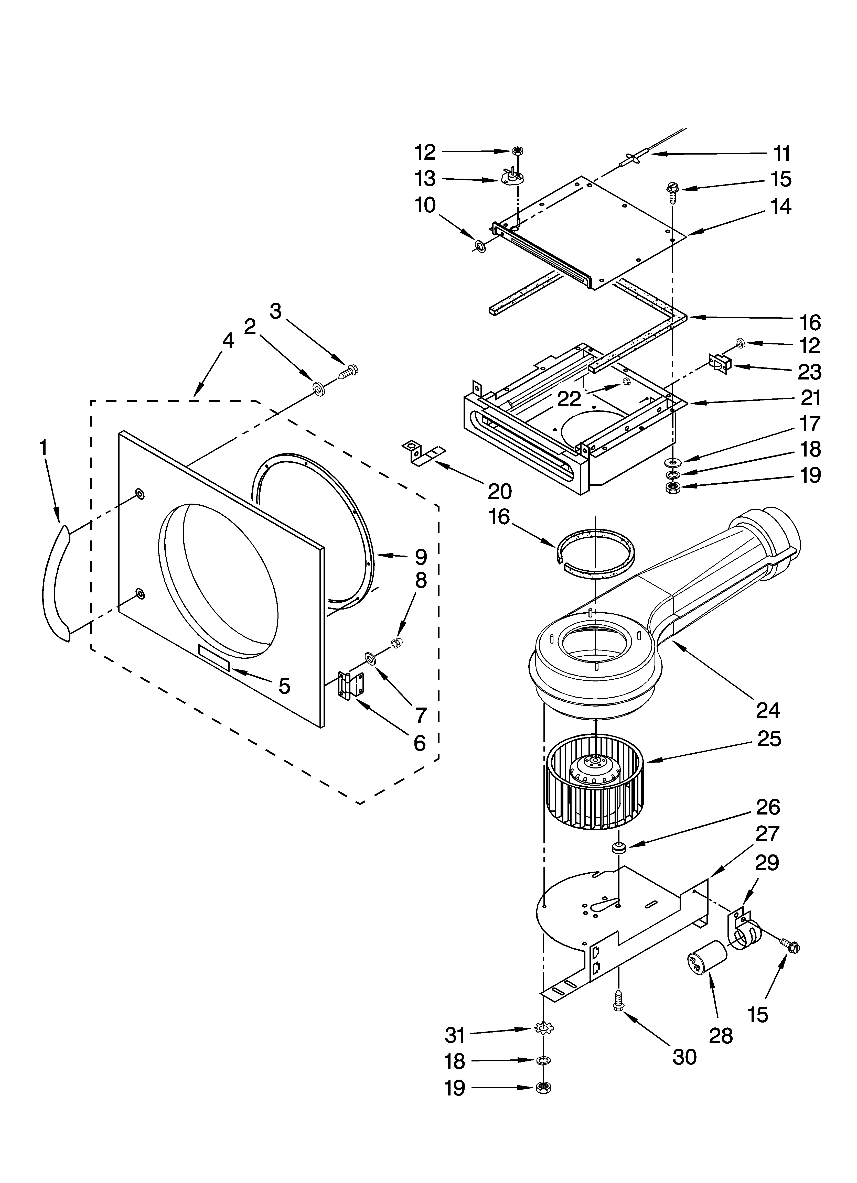 DOOR AND BLOWER ASSEMBLY PARTS, OPTIONAL PARTS (NOT IN