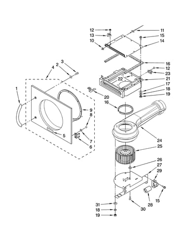 Door and blower assembly parts, optional parts (not in