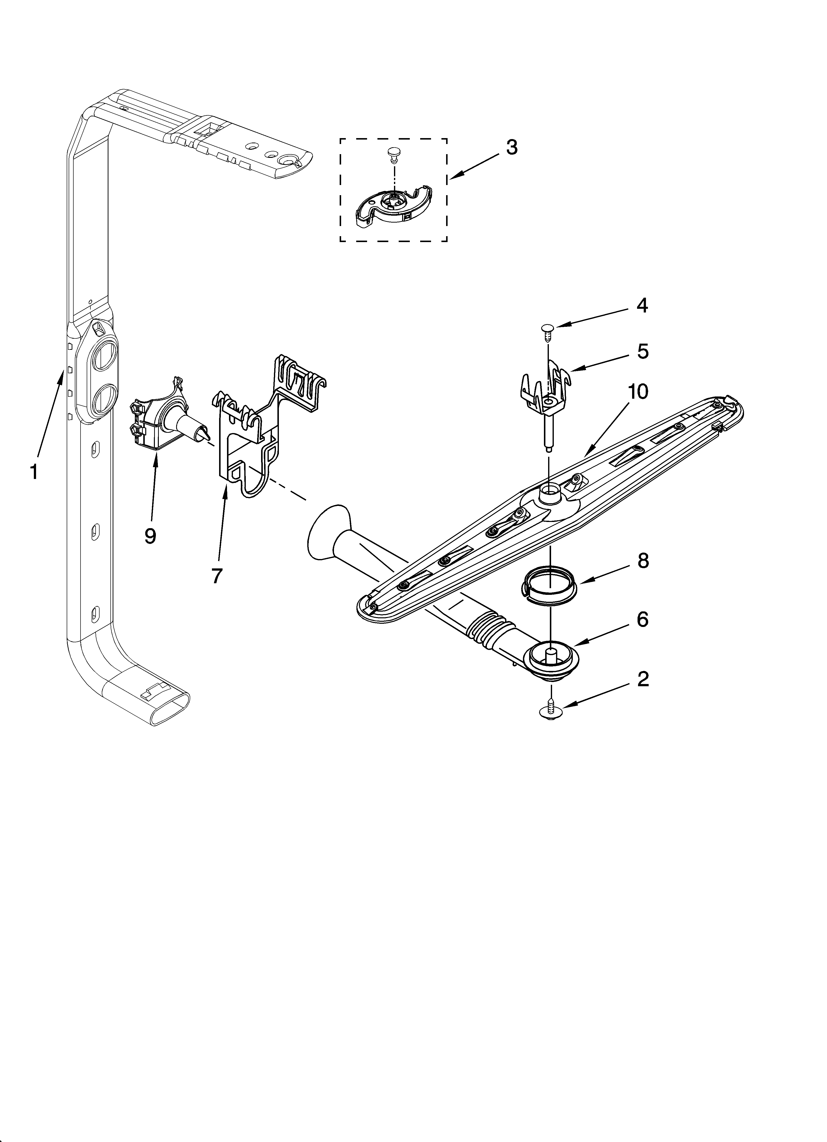 Upper wash and rinse parts