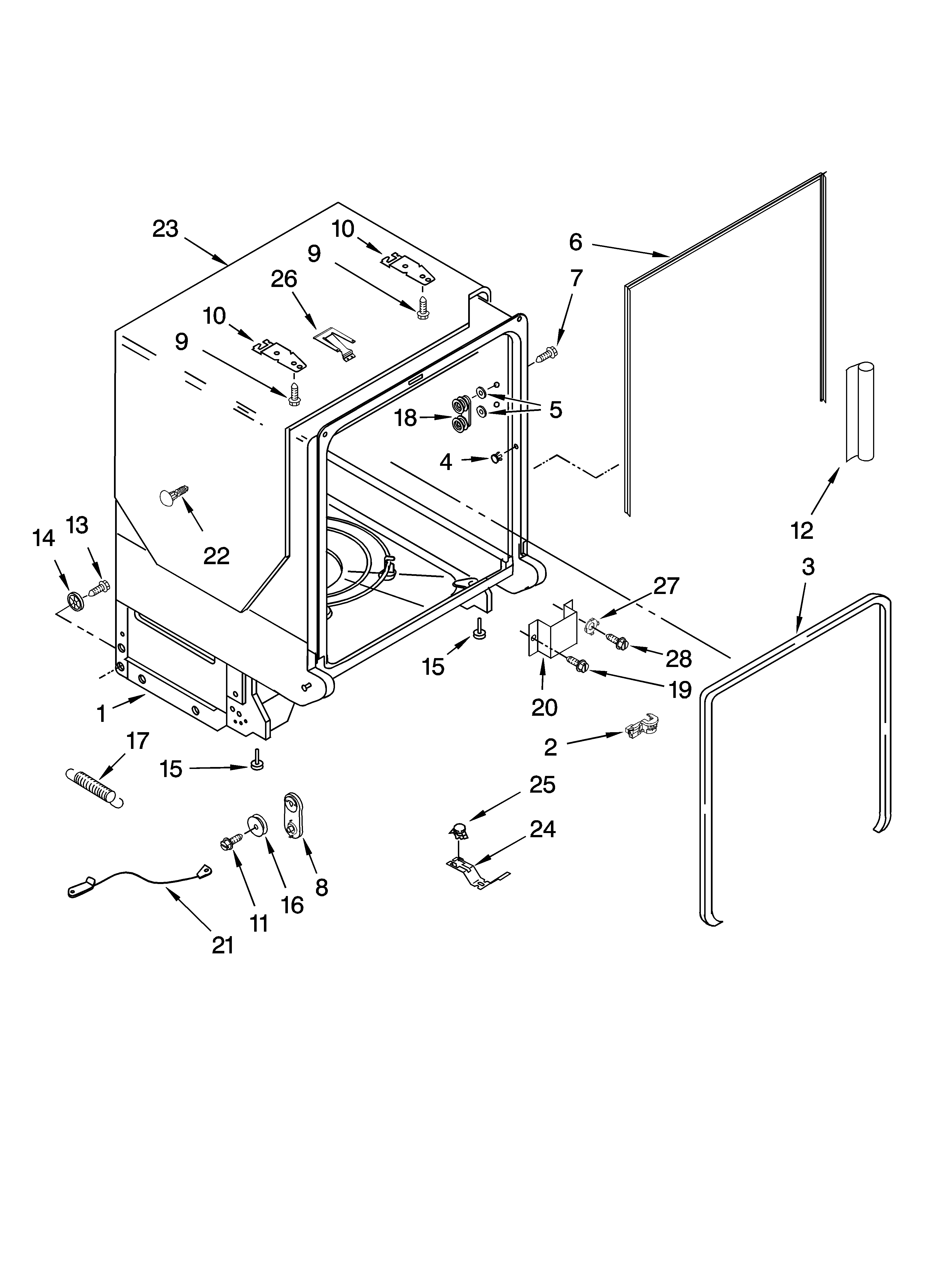 TUB AND FRAME PARTS