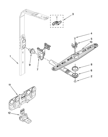 Upper wash and rinse parts