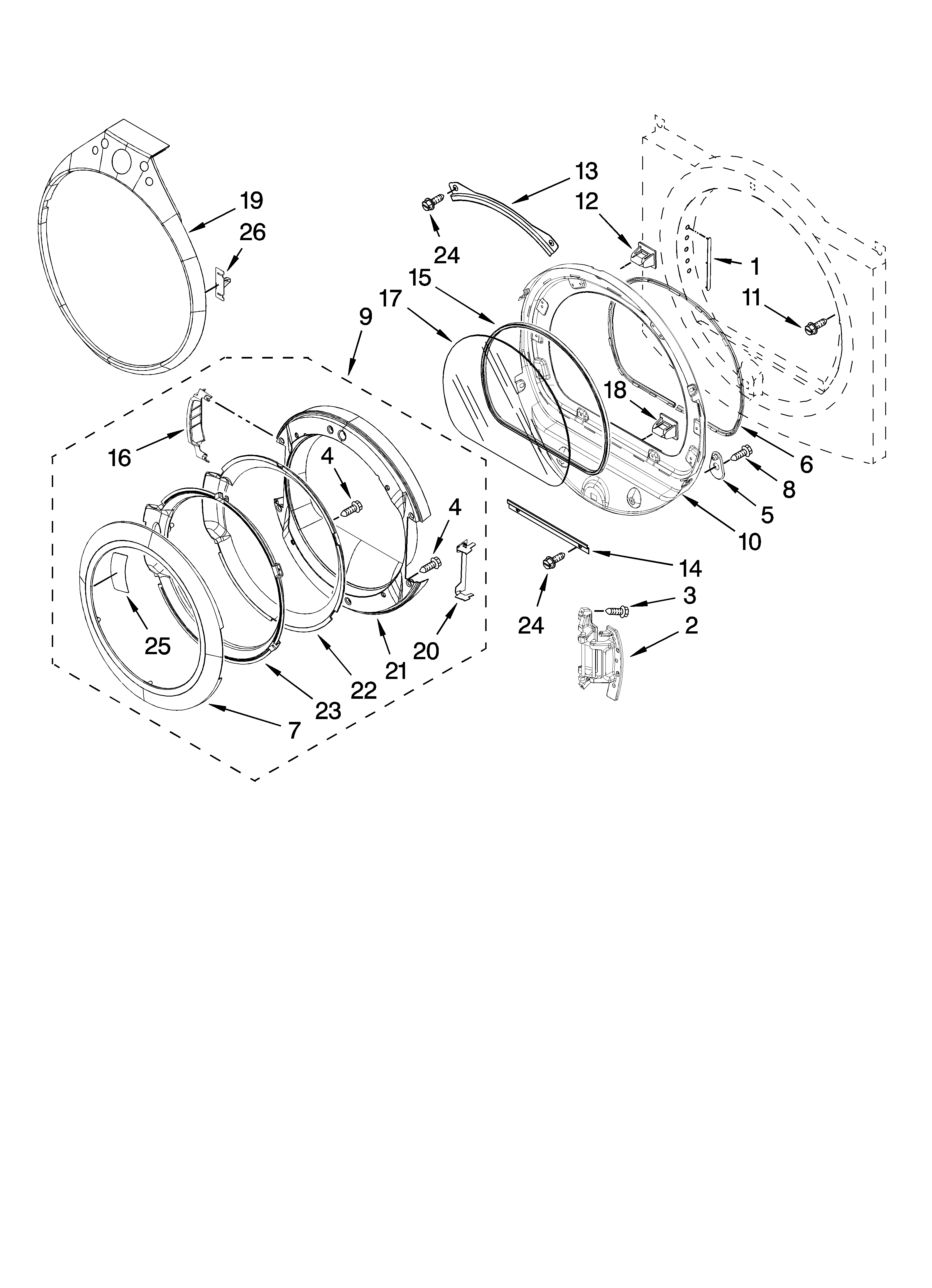 Door parts, optional parts (not included)