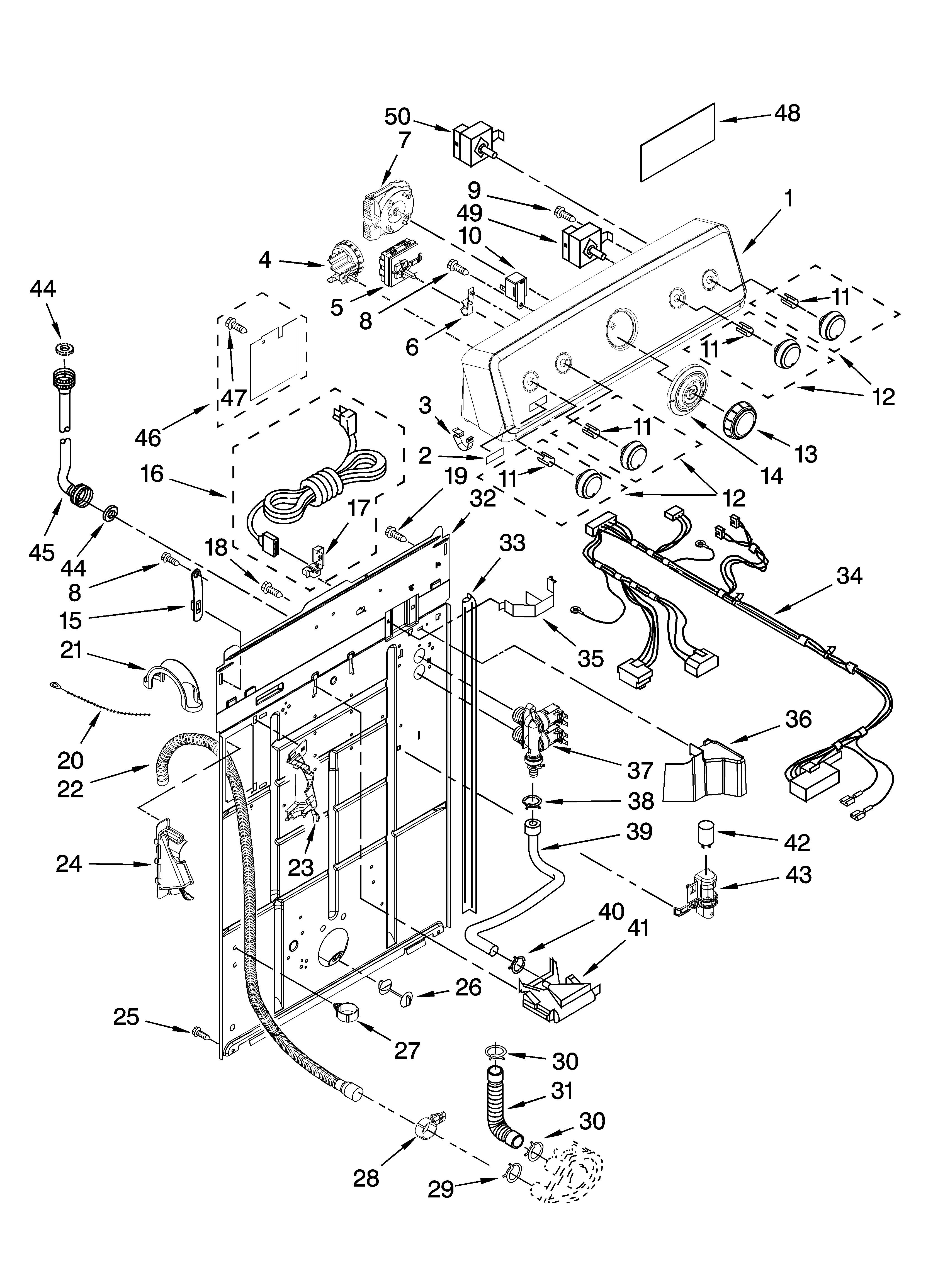 Controls and rear panel parts