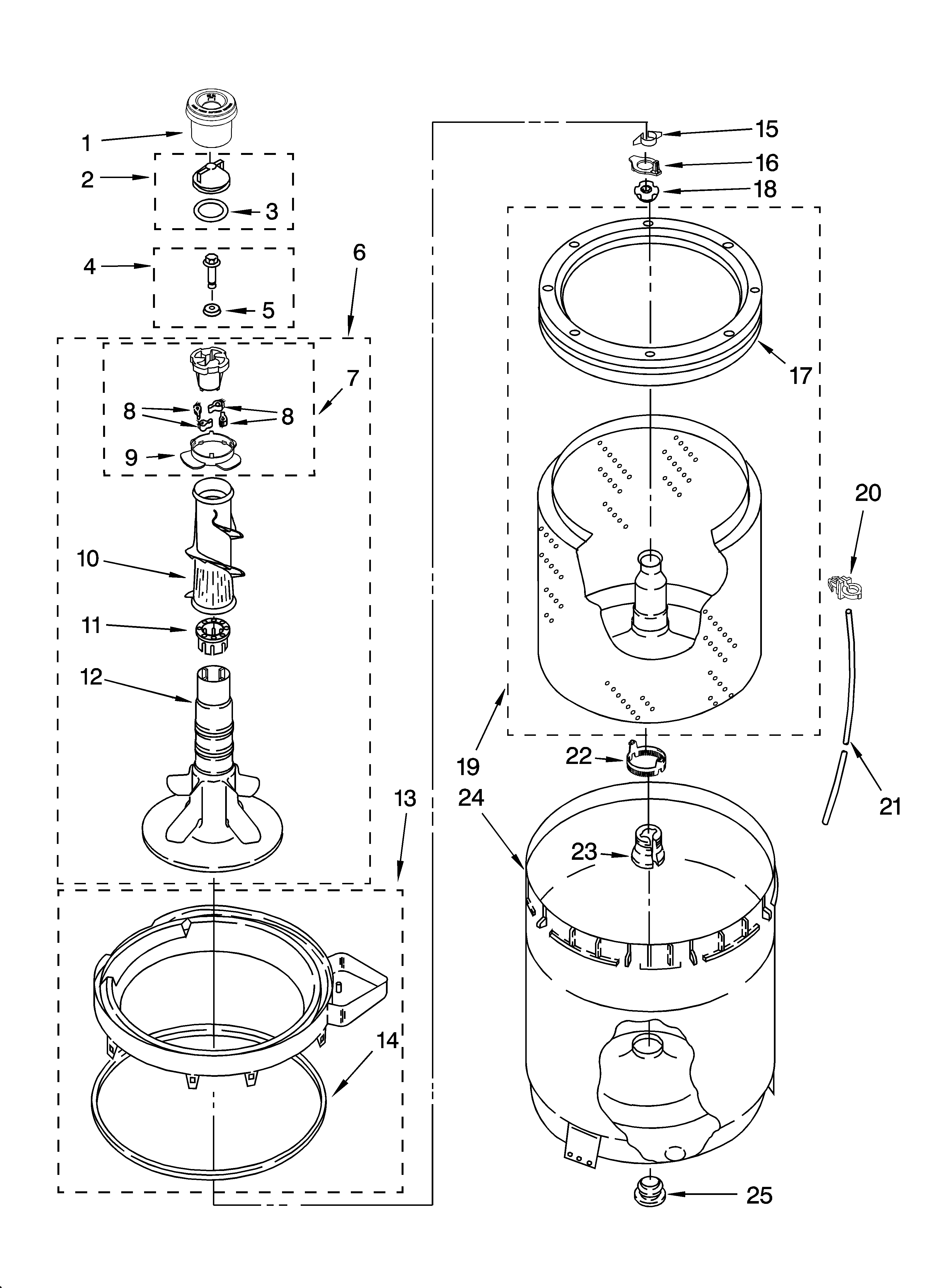 Agitator, basket and tub parts