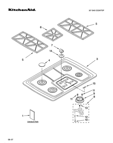 Cooktop, burner and grate parts