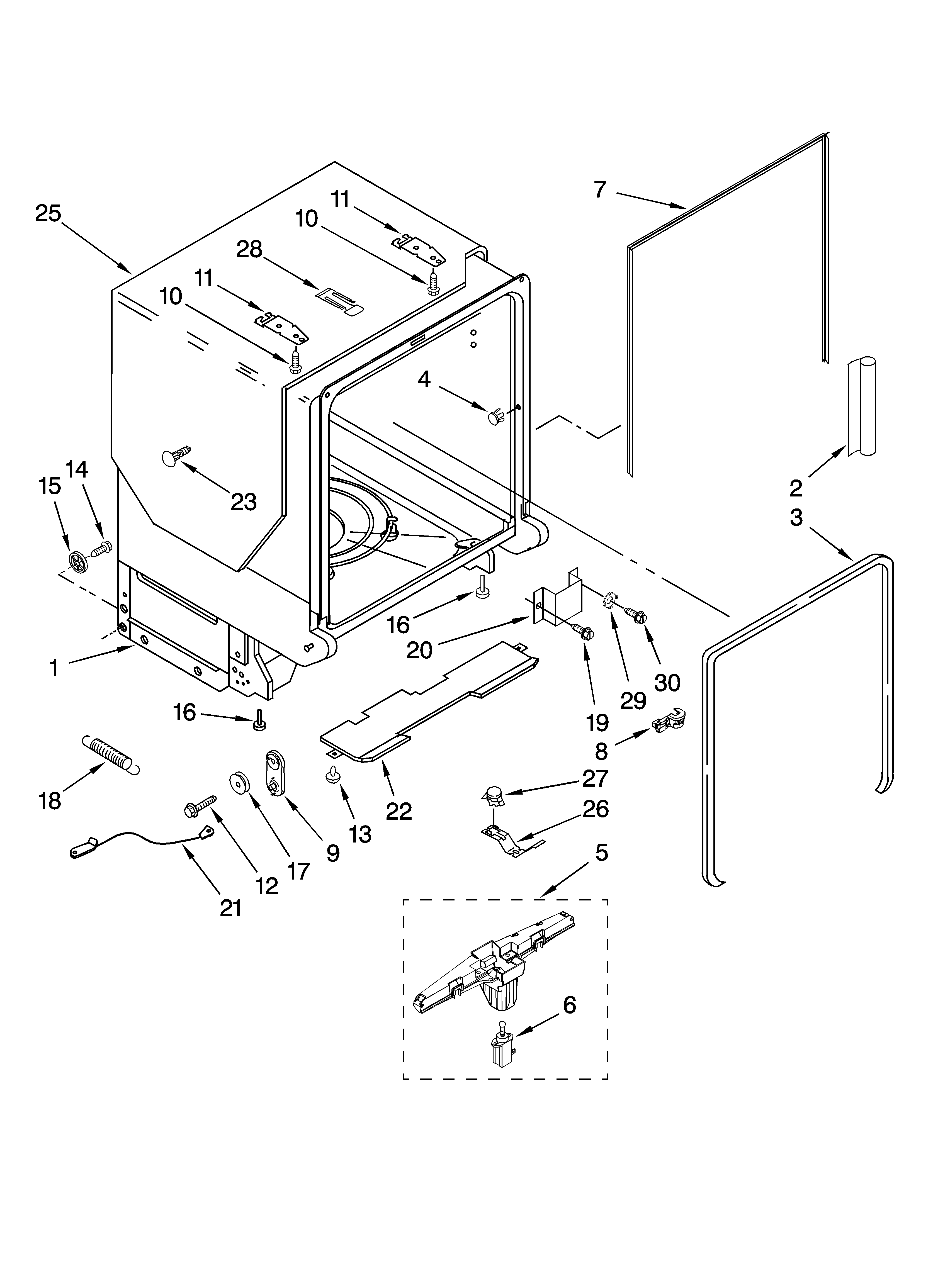 Tub and frame parts
