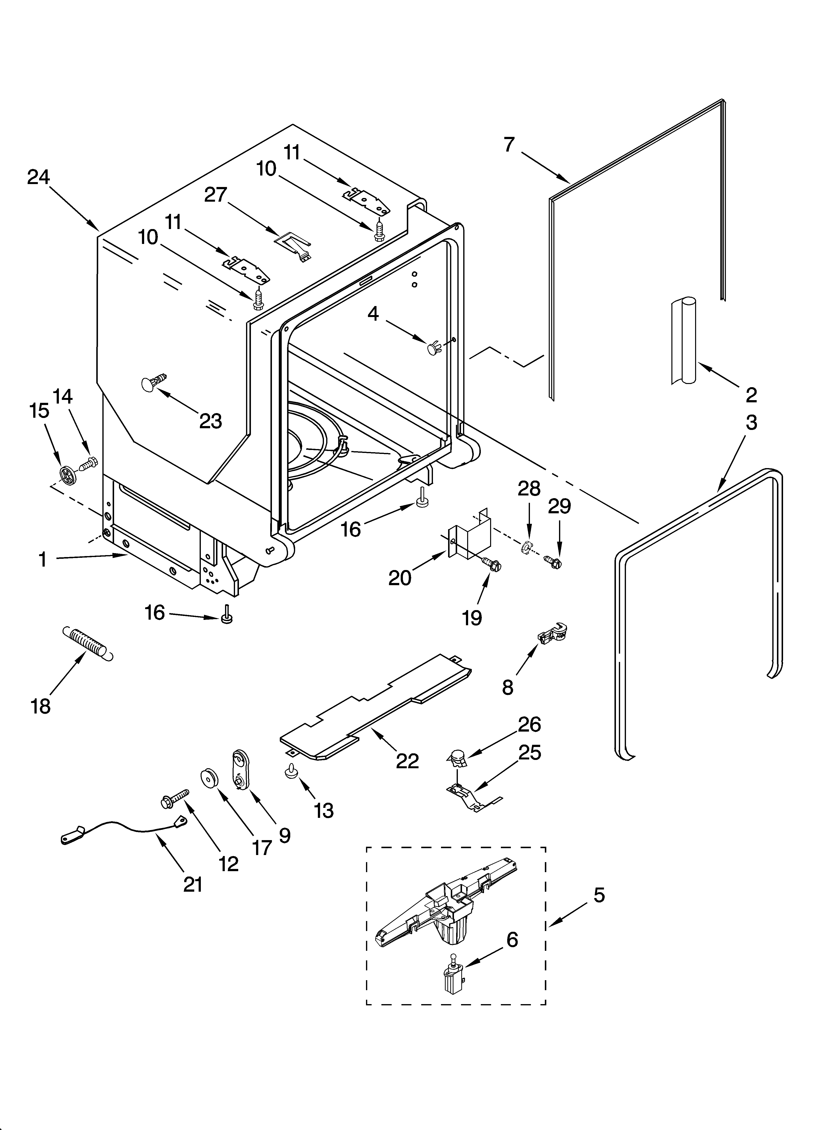 Tub and frame parts