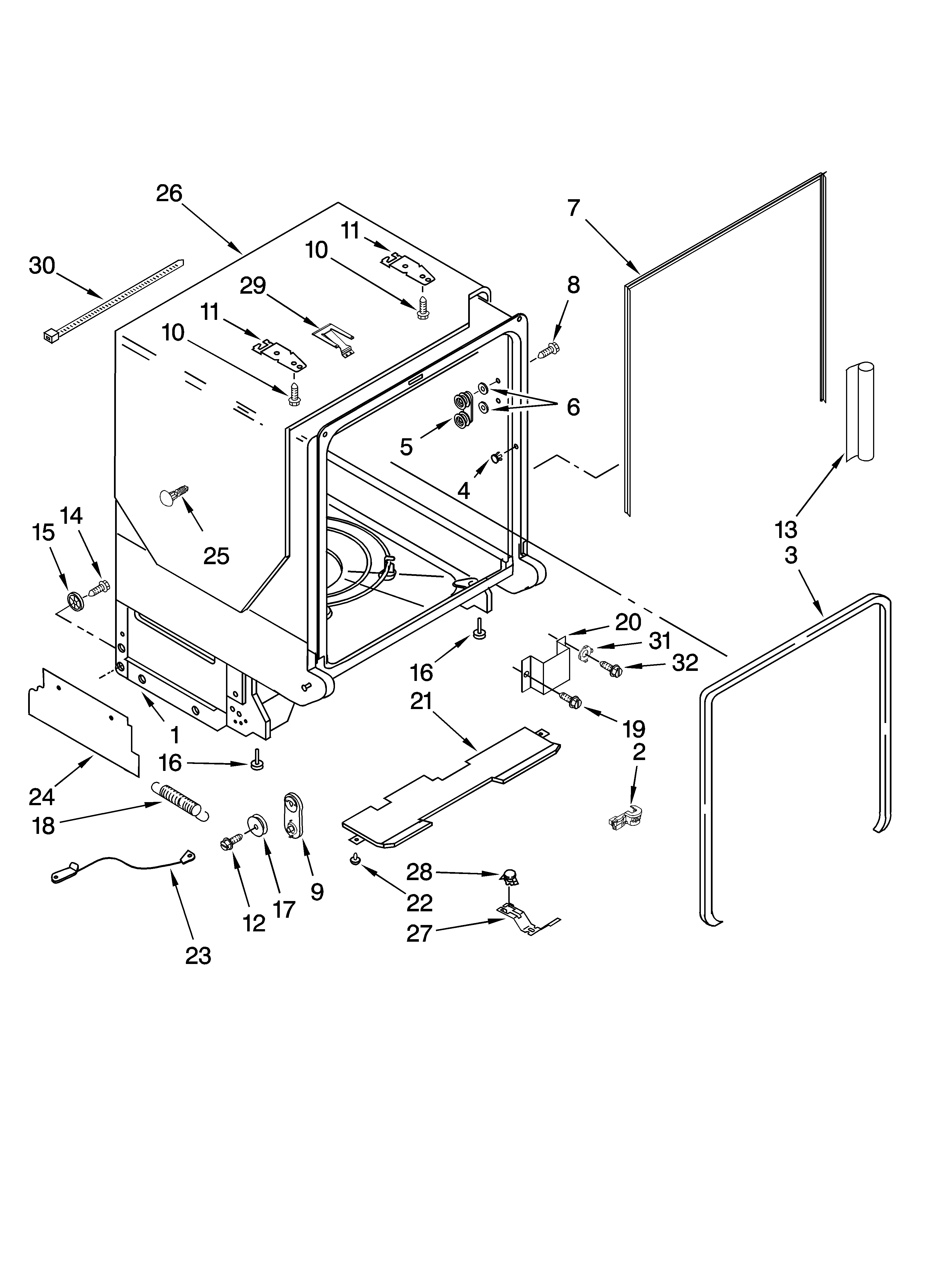 TUB AND FRAME PARTS