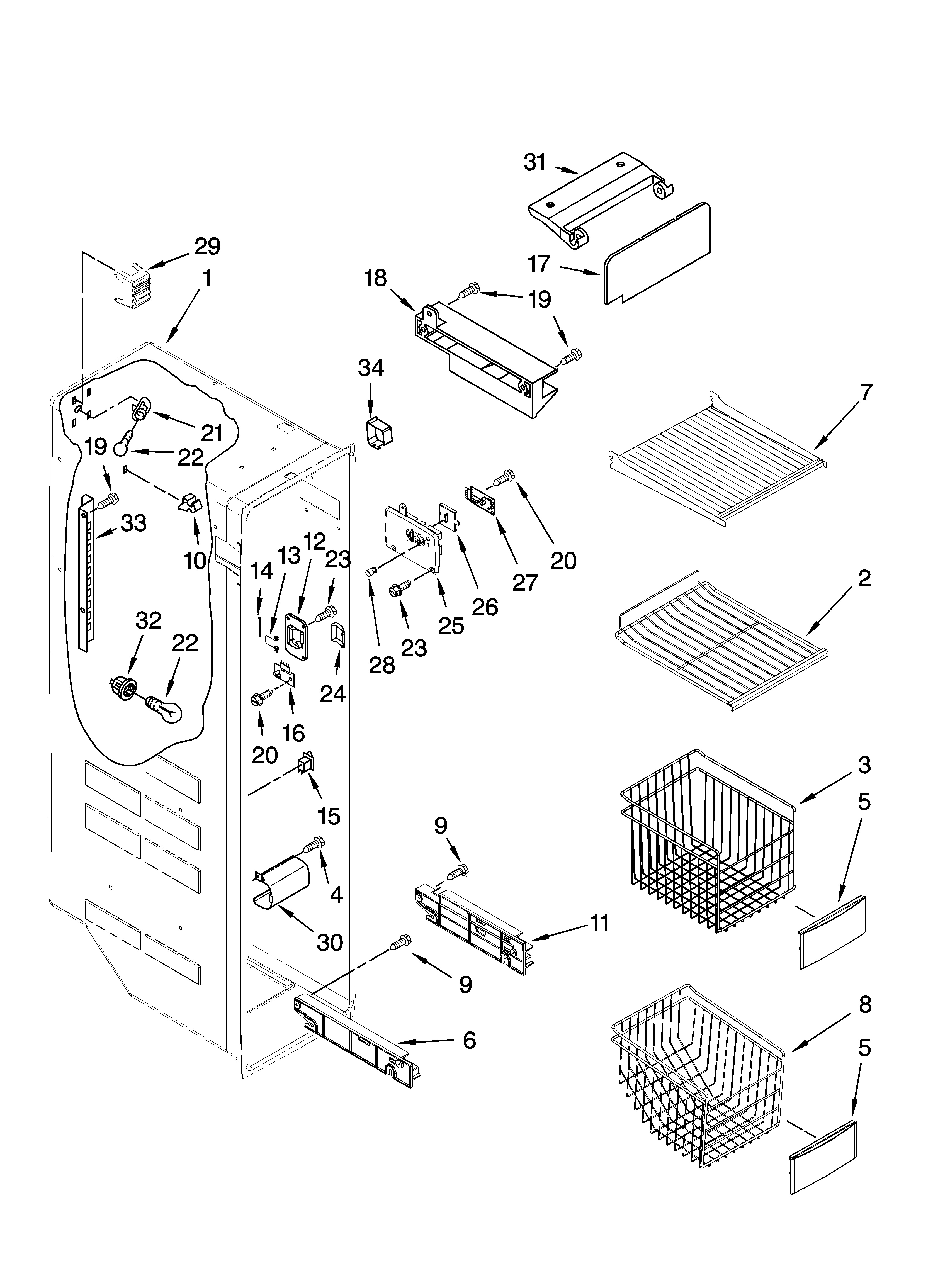 Freezer liner parts