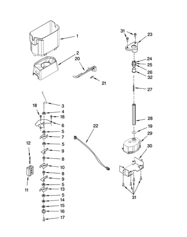 Motor and ice container parts