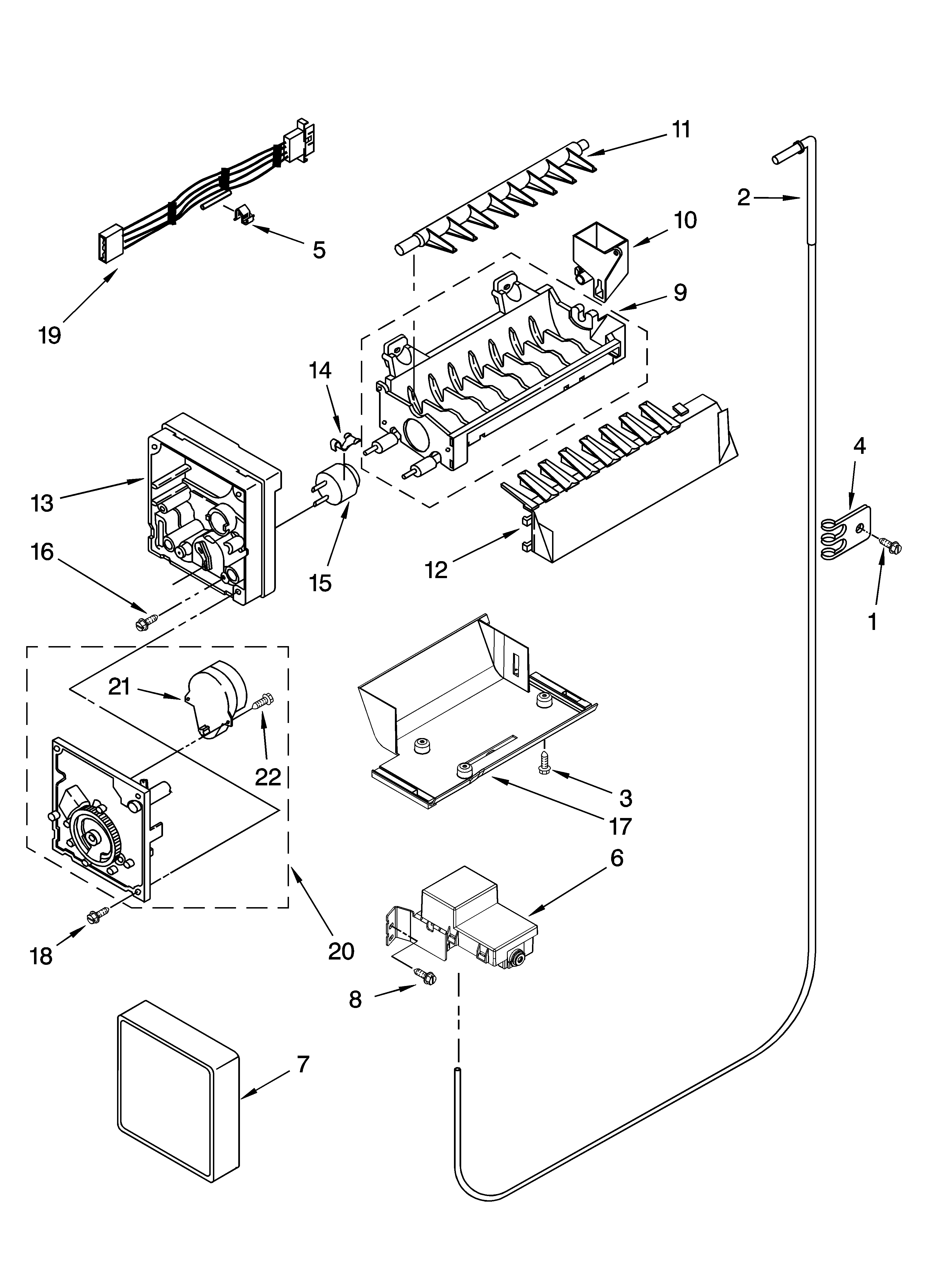 Icemaker parts, optional parts (not included)