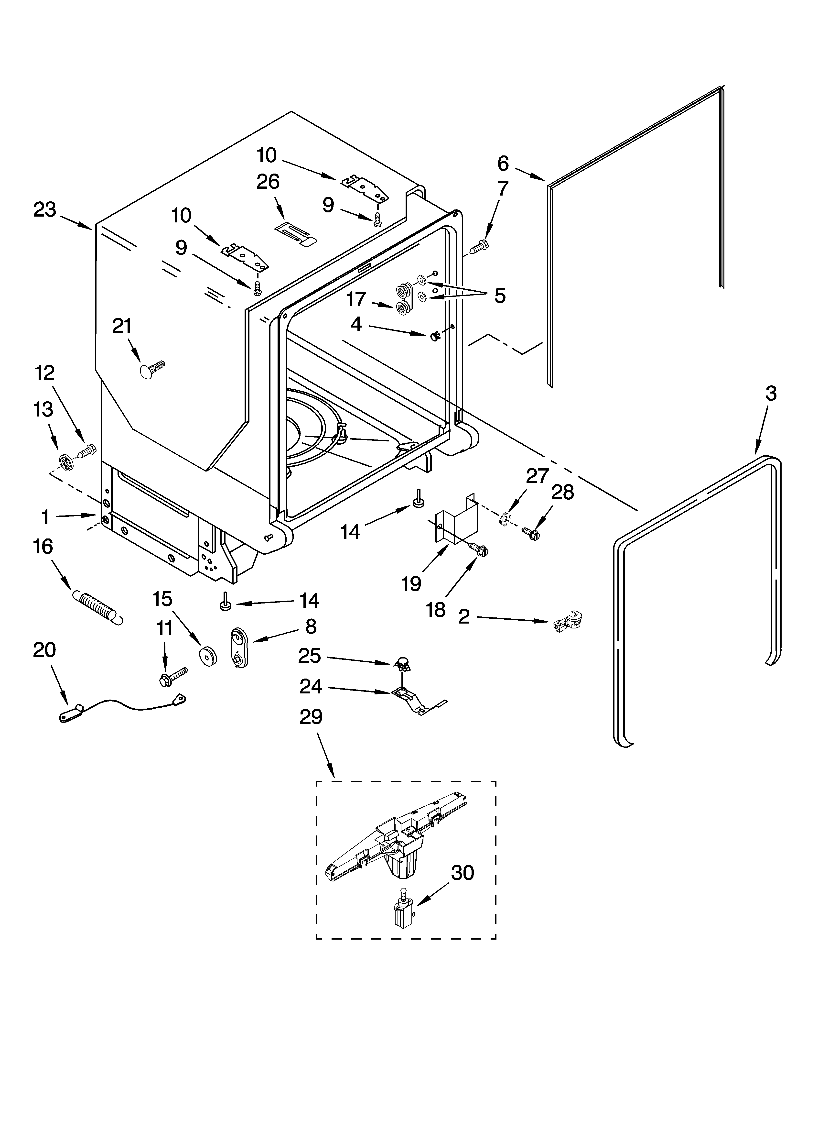 Tub and frame parts