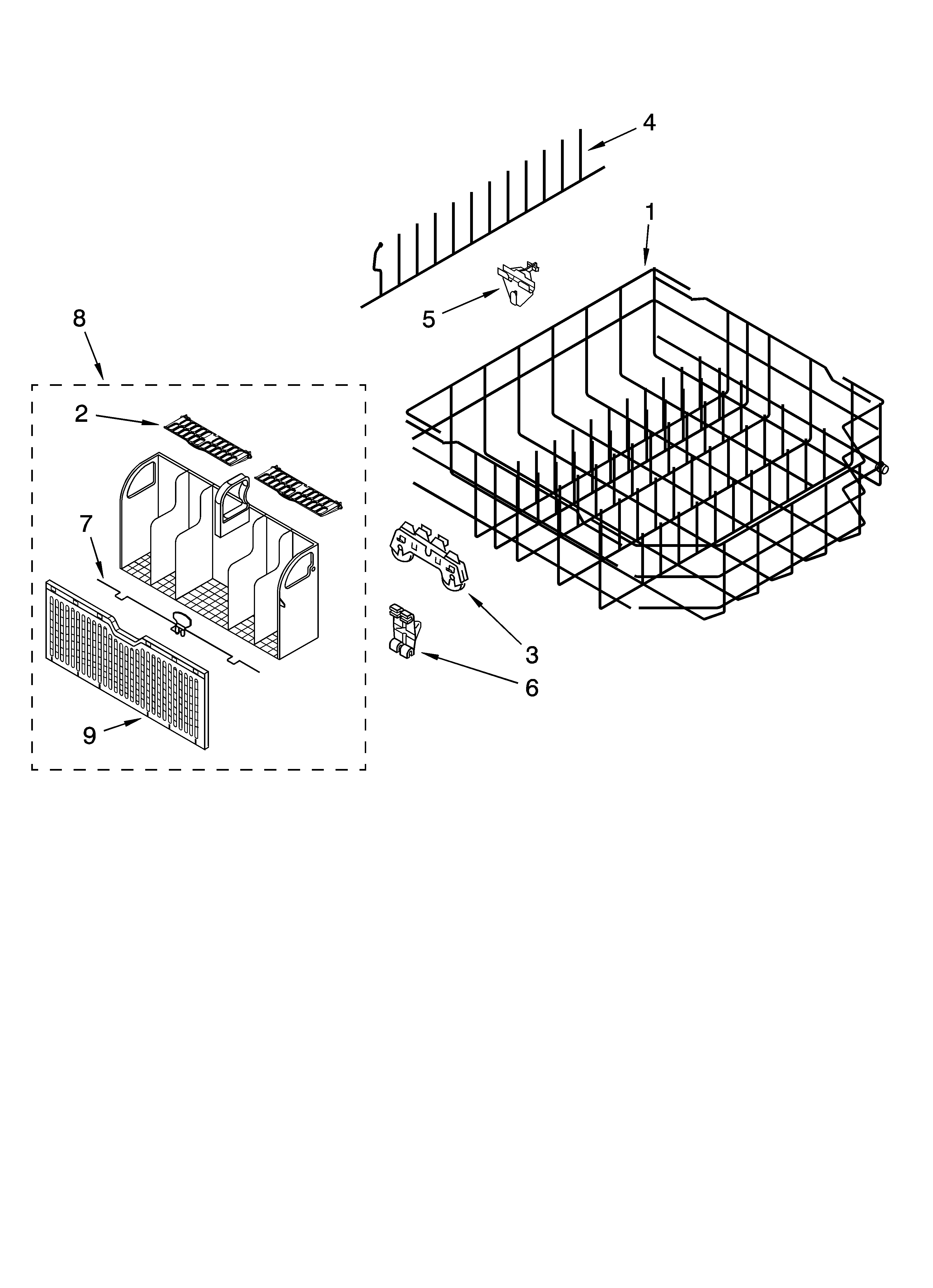 Lower rack parts, optional parts (not included)