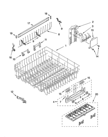 Upper rack and track parts