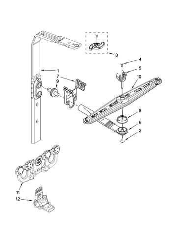 Upper wash and rinse parts