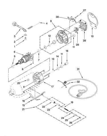 Motor and control parts