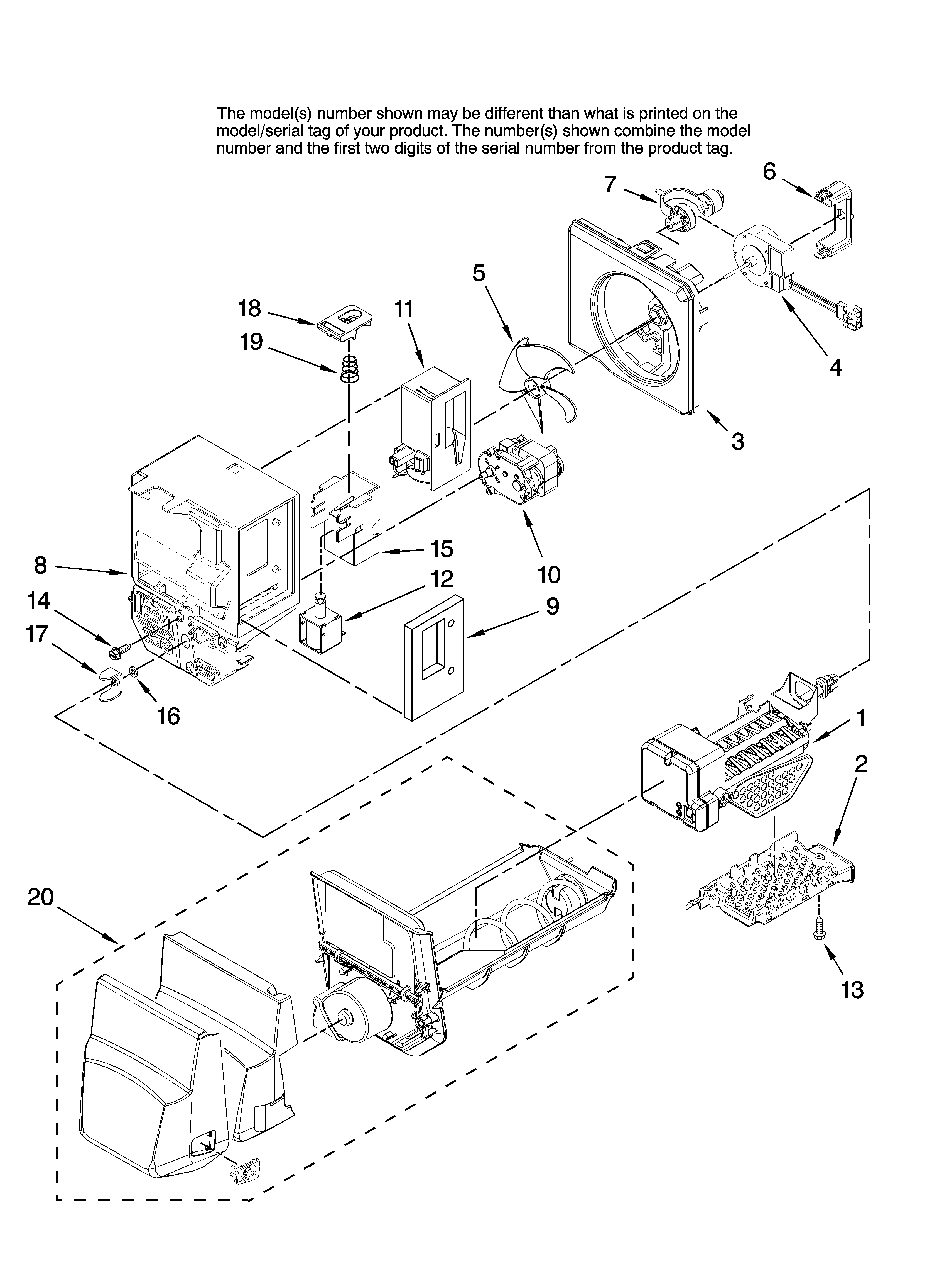 Motor and ice container parts