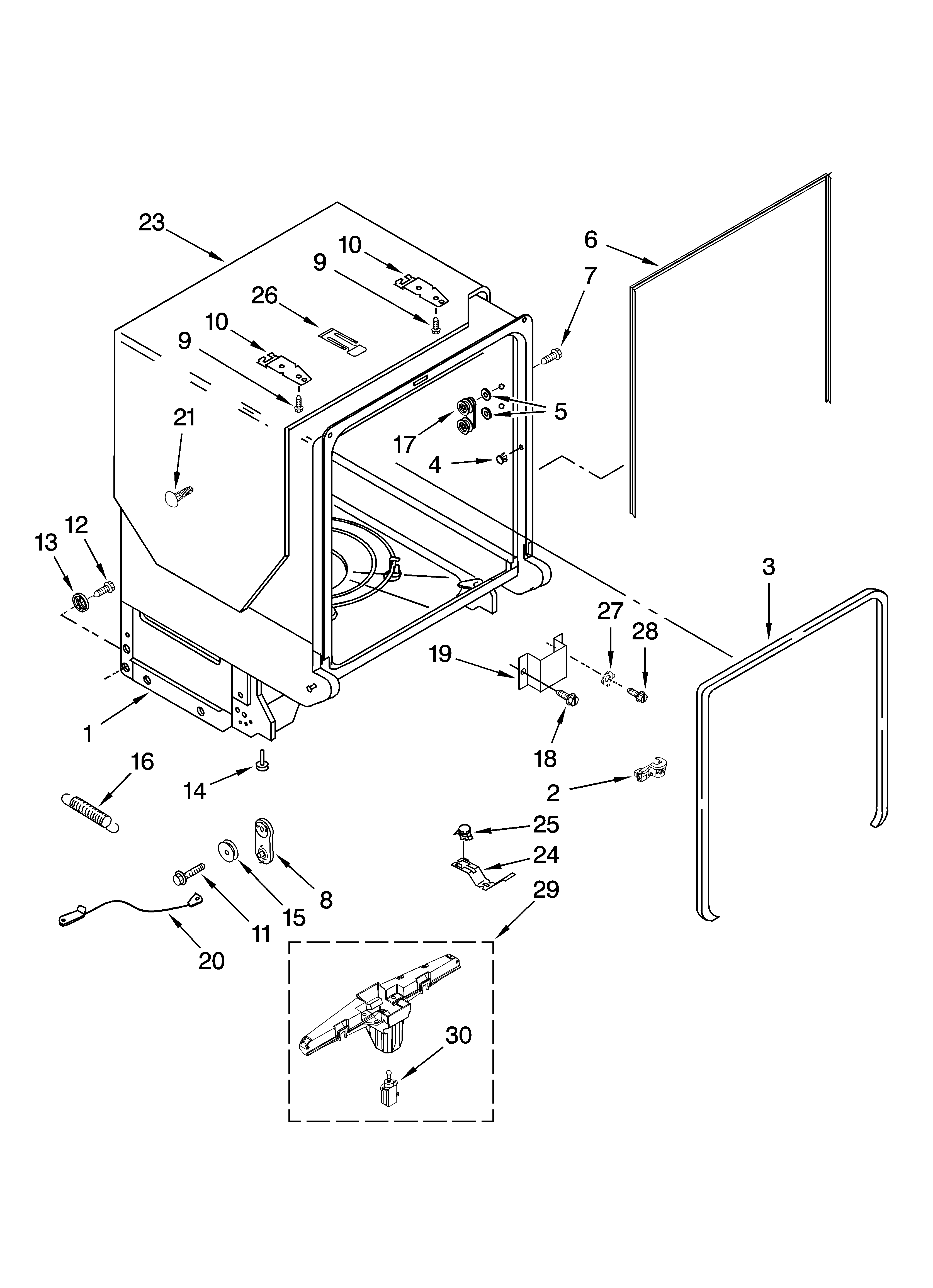 Tub and frame parts
