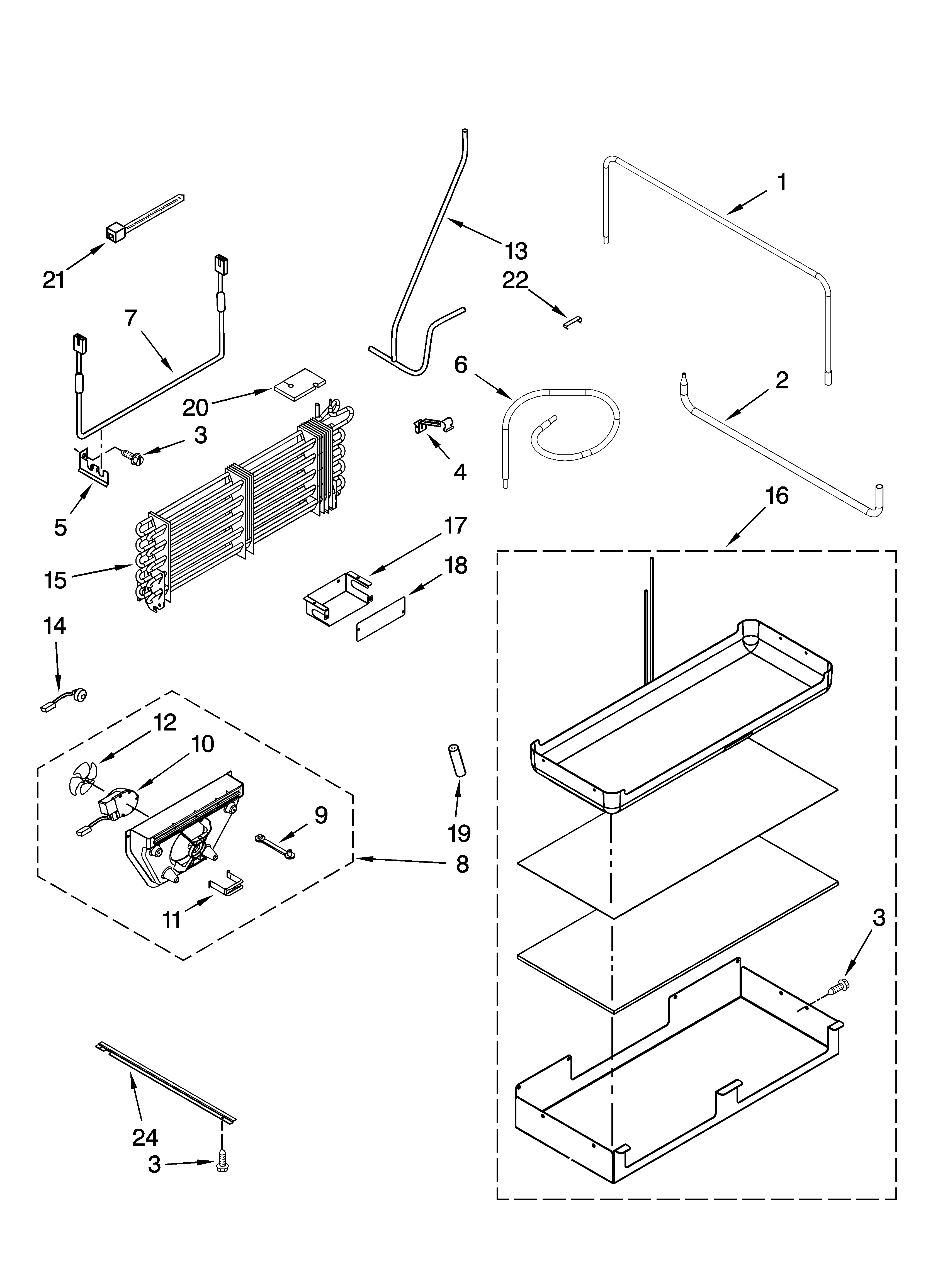 Lower unit and tube parts