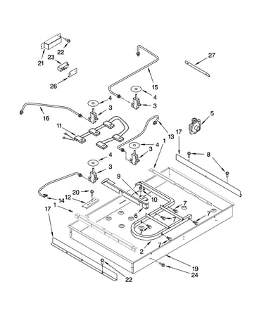 Burner box, gas valves, and switches, optional parts