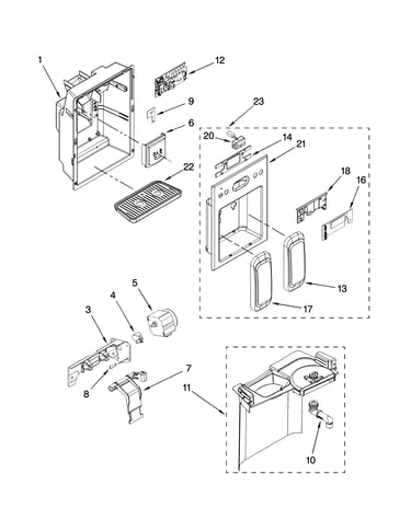 Dispenser front parts