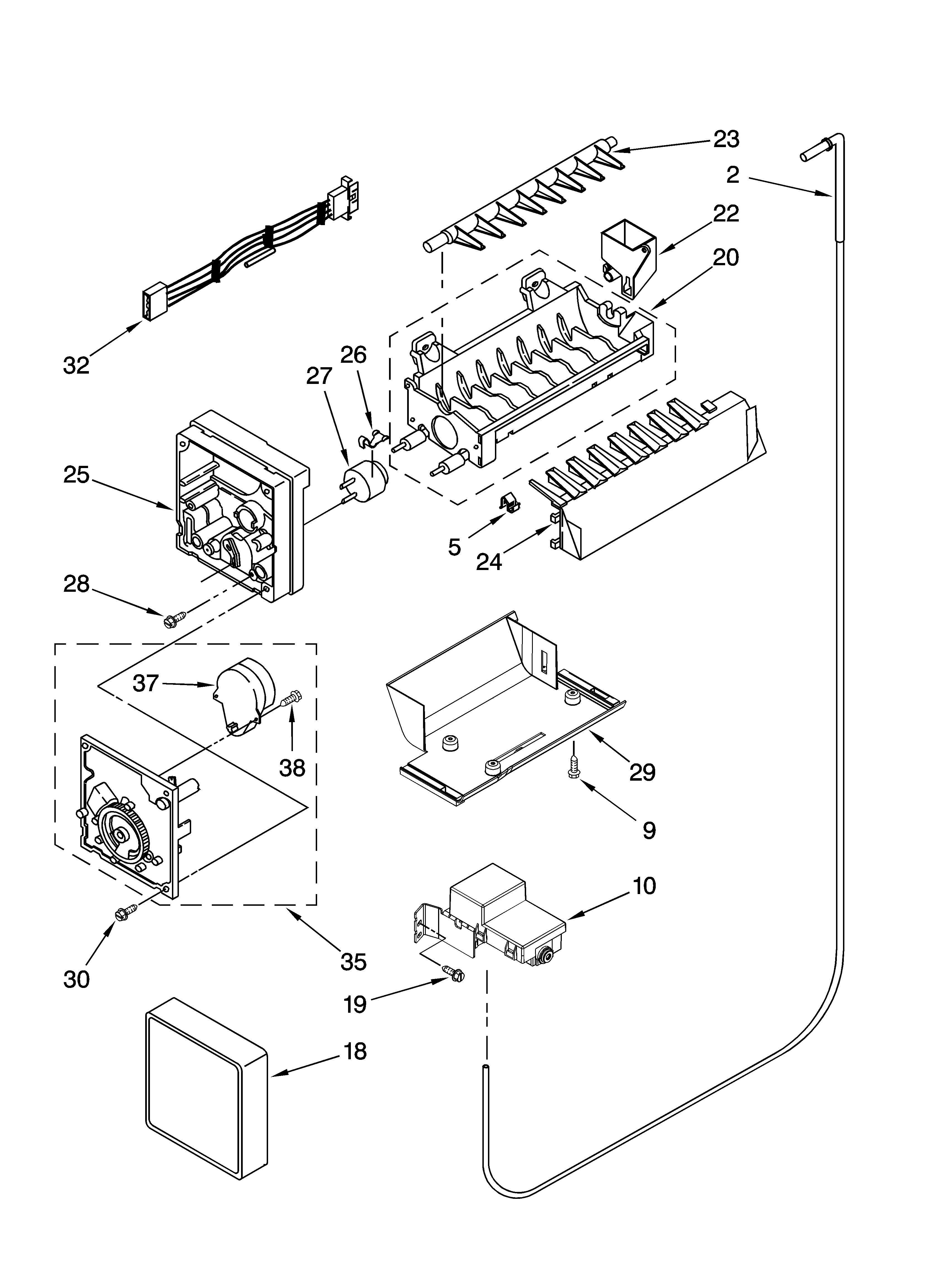 Icemaker parts, optional parts (not included)