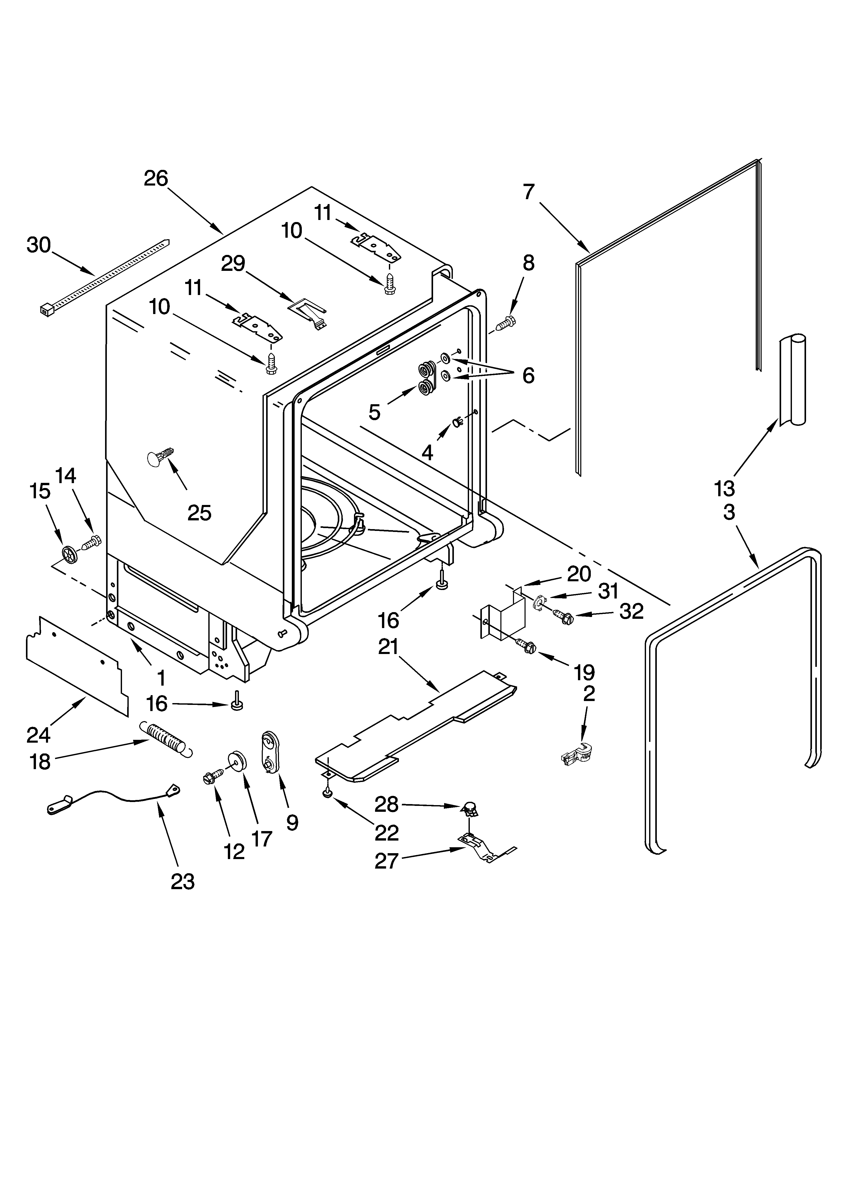 Tub and frame parts