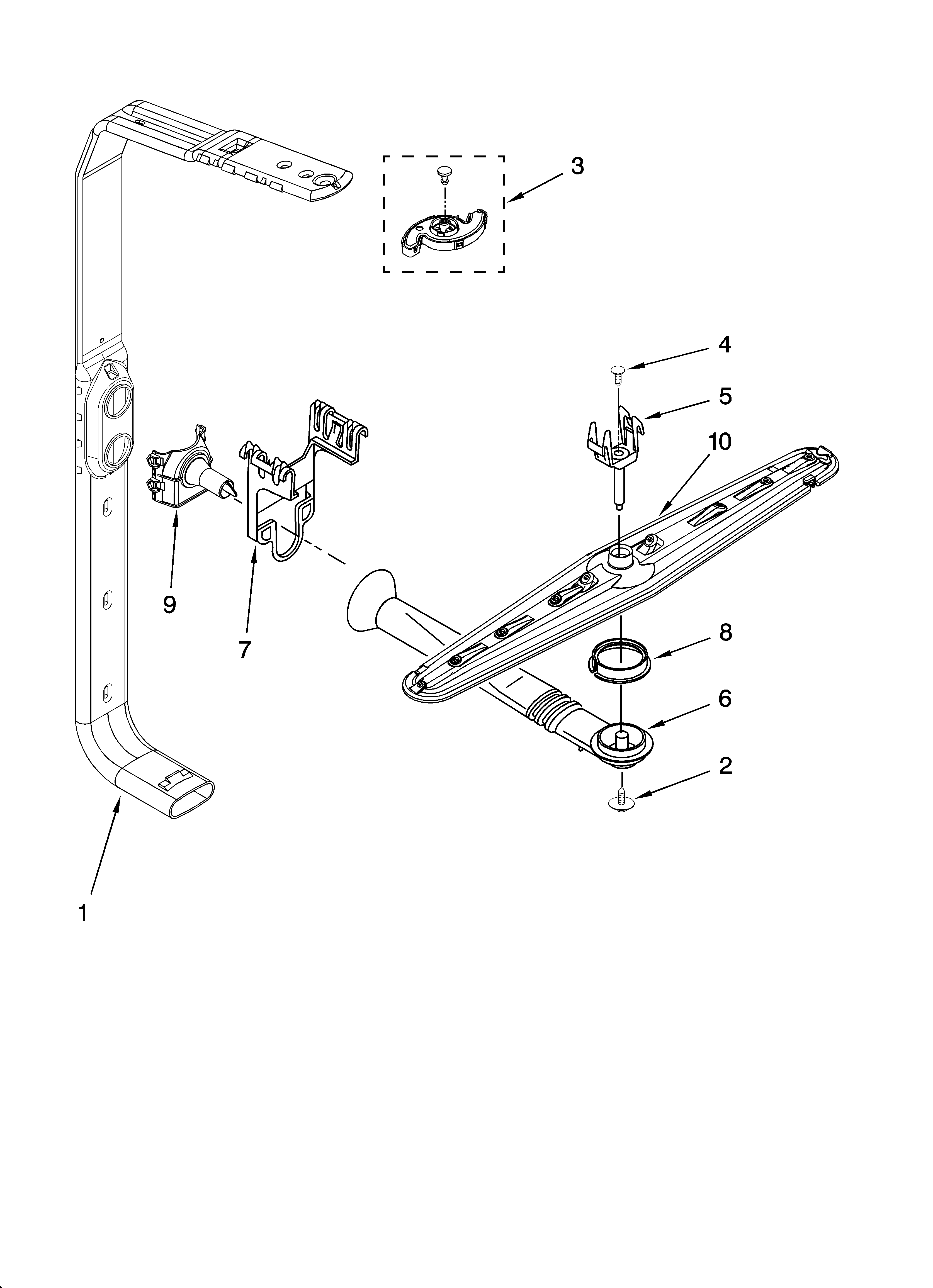 Upper wash and rinse parts