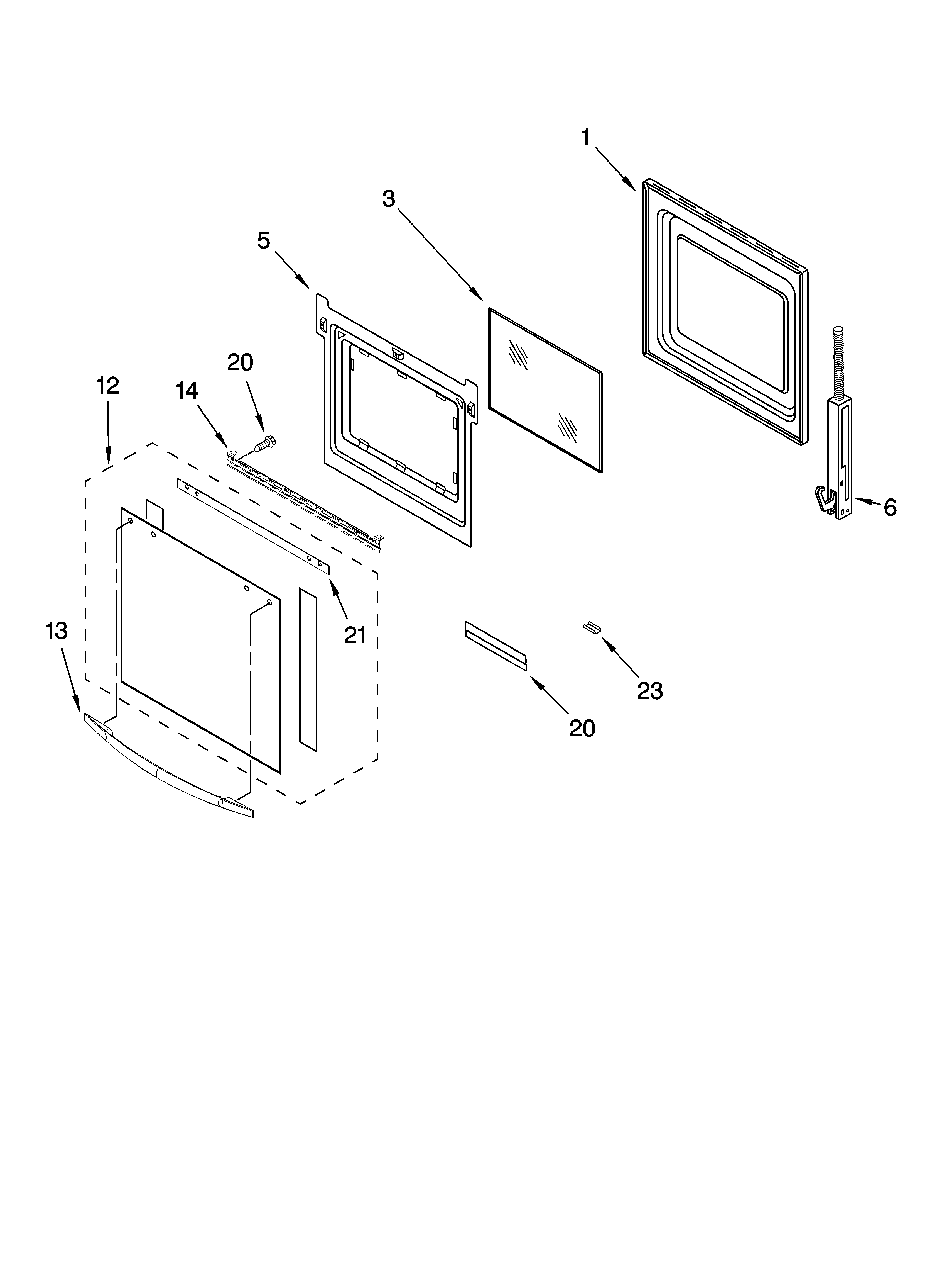Lower oven door parts