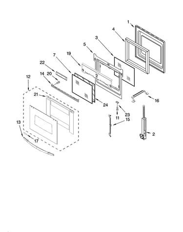 Upper oven door parts