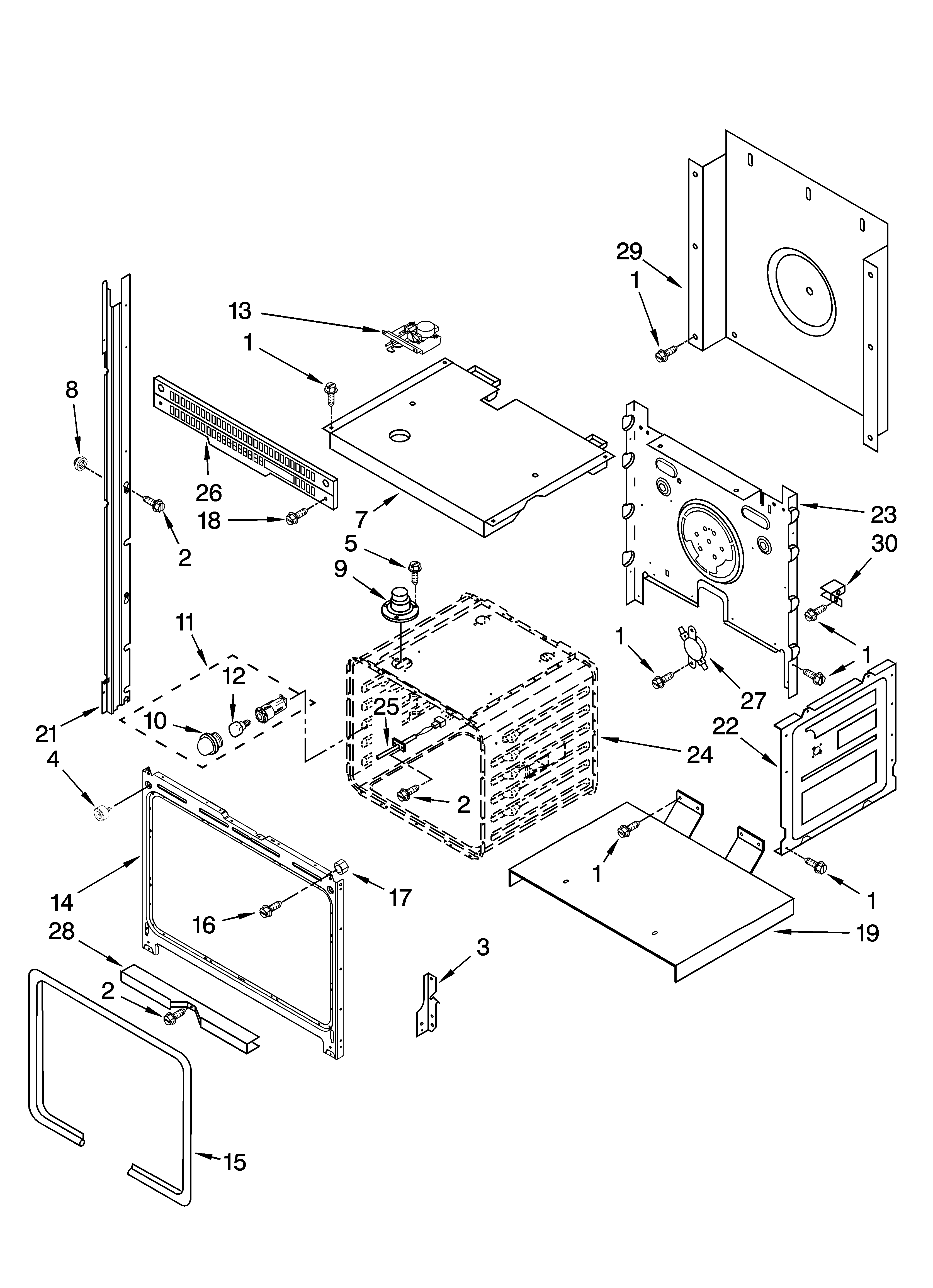 Upper oven parts