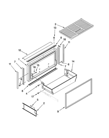 Freezer door and basket parts