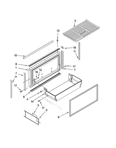 Freezer door and basket parts