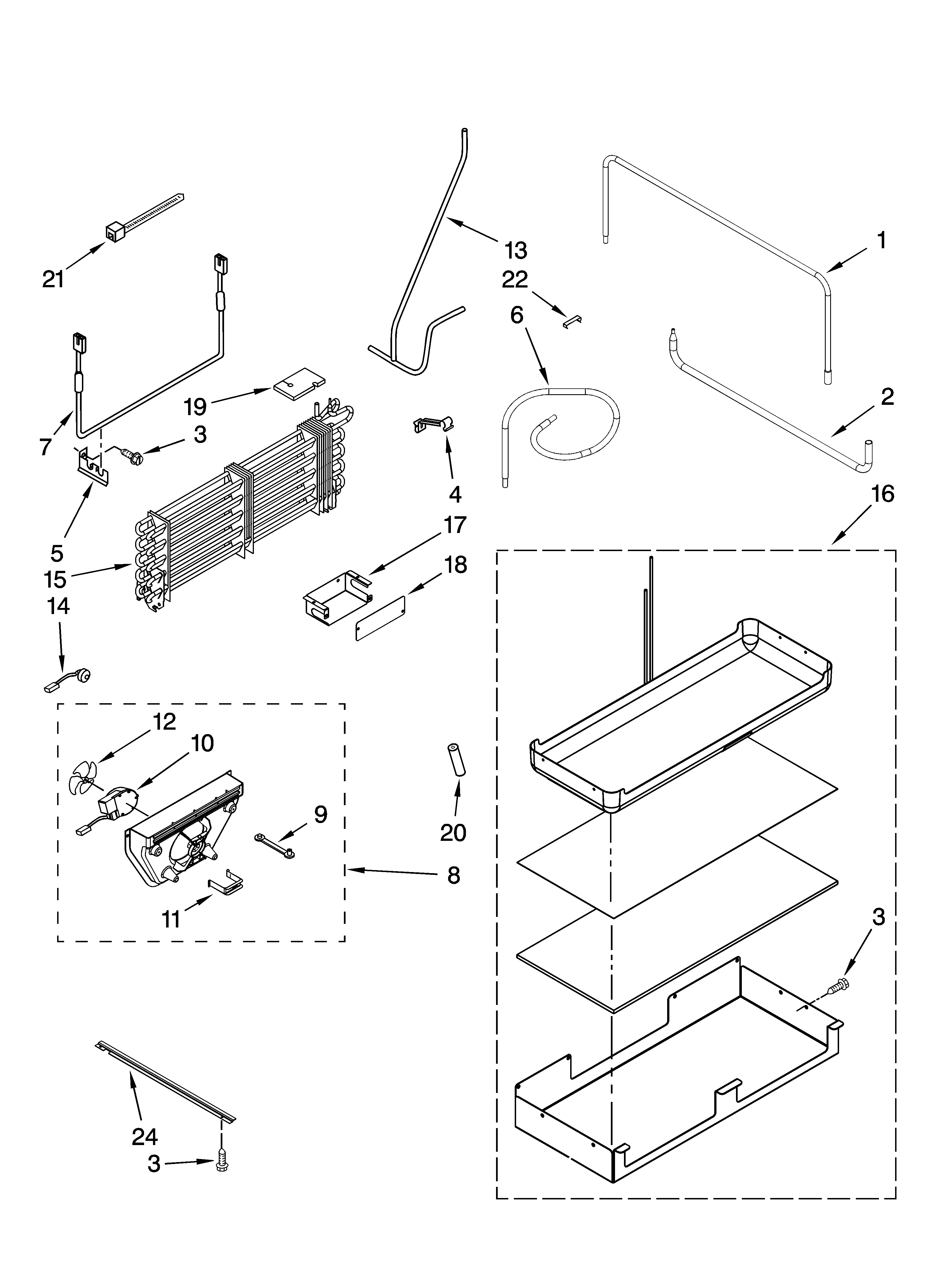 Lower unit and tube parts