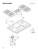 Cooktop, burner and grate parts