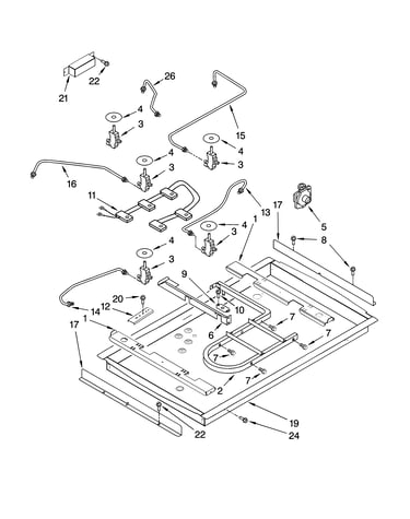 Burner box, gas valves, and switches, optional parts