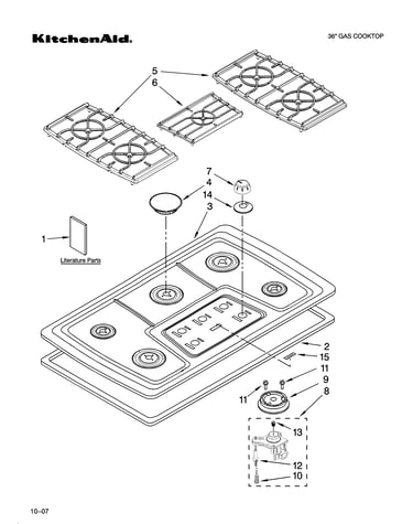 Cooktop, burner and grate parts
