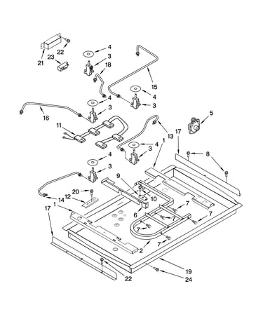 Burner box, gas valves, and switches, optional parts