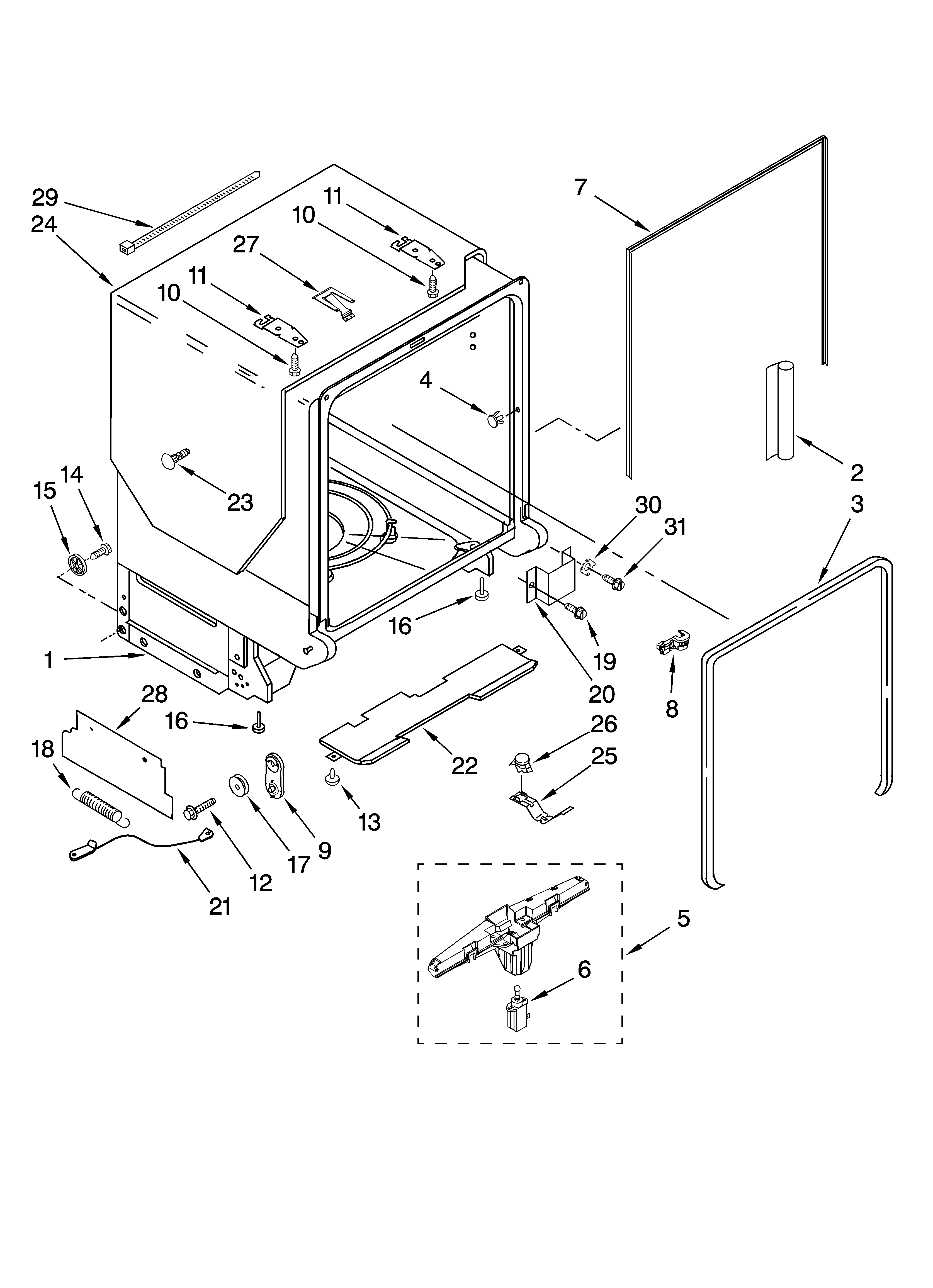 Tub and frame parts