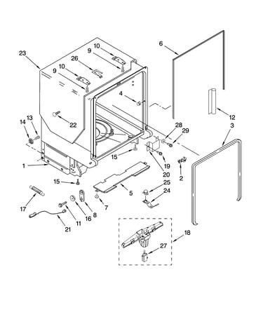 Tub and frame parts