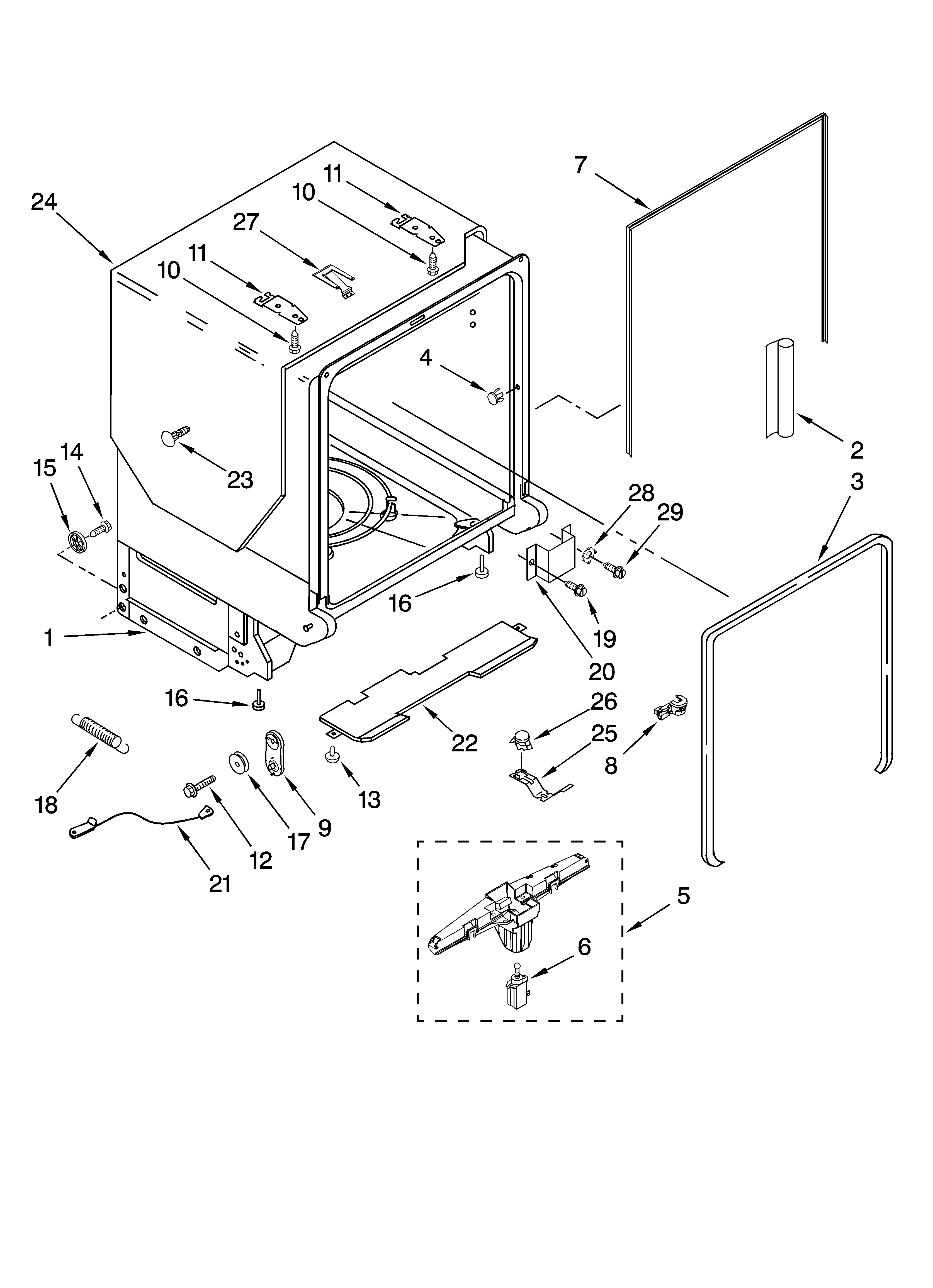 Tub and frame parts