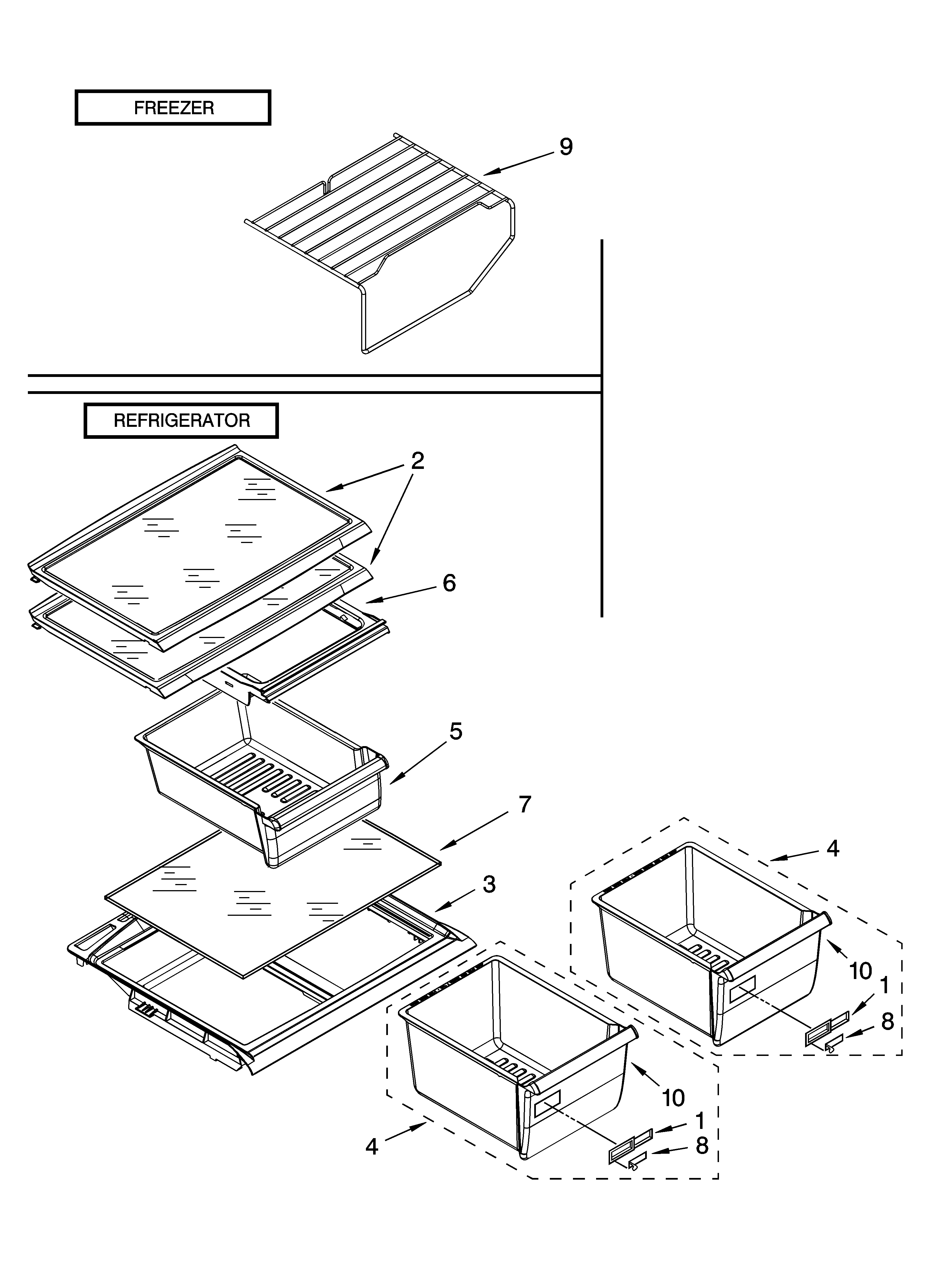 Shelf parts, optional parts (not included)