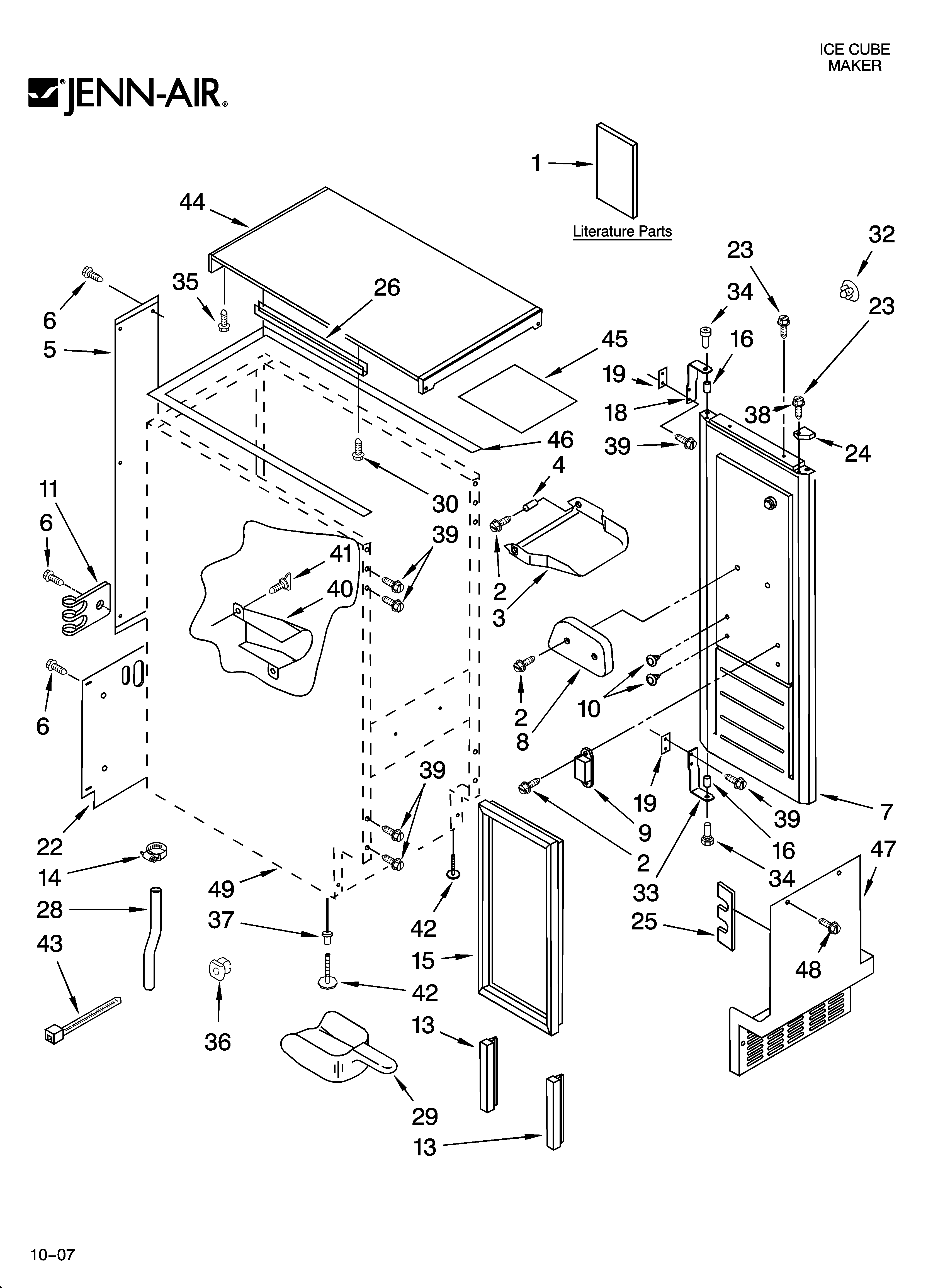 Cabinet liner and door parts