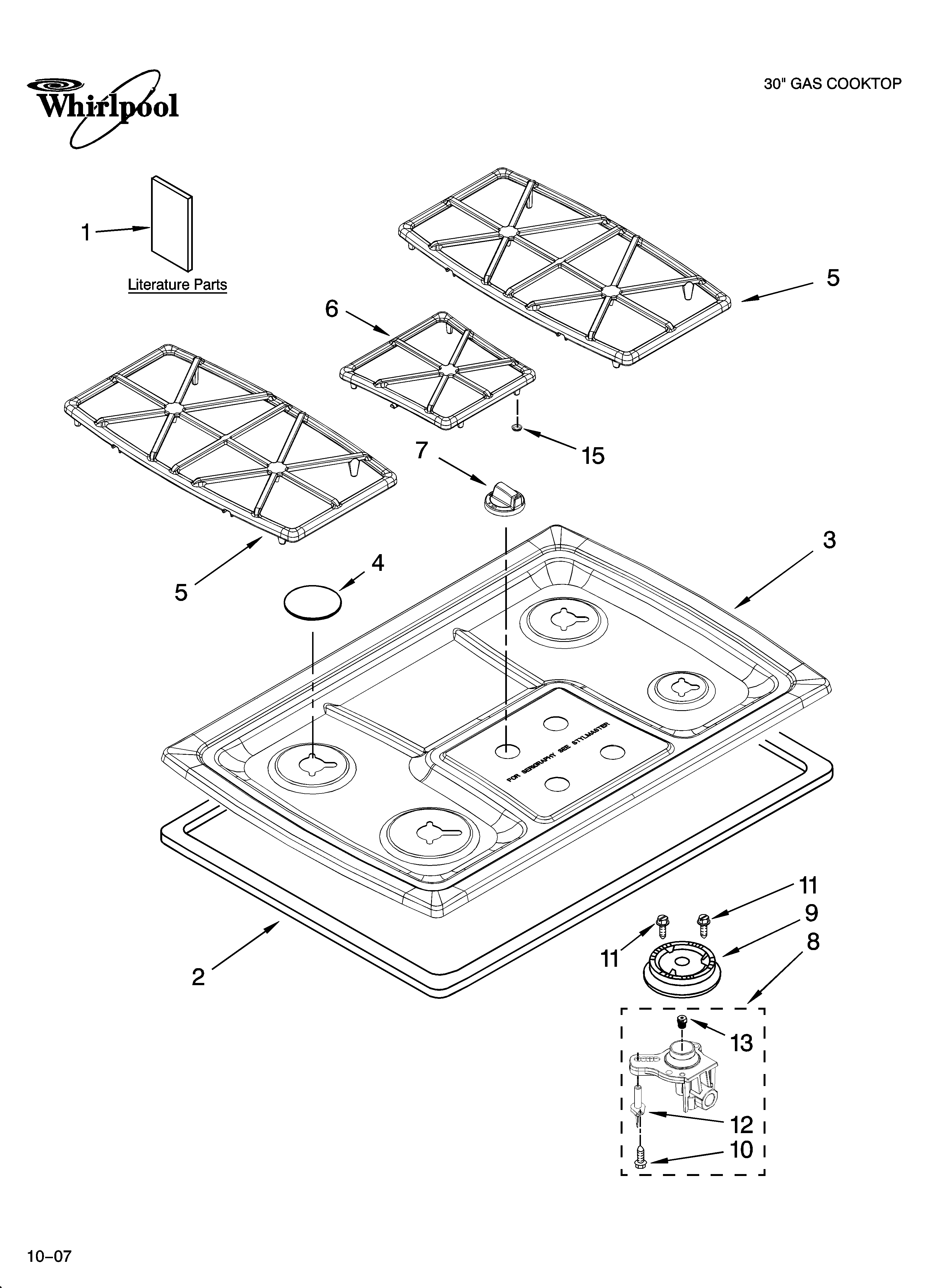 COOKTOP, BURNER AND GRATE PARTS