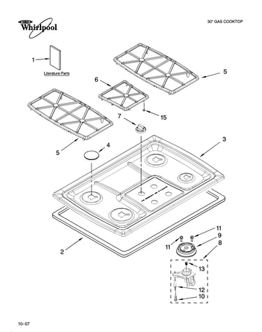 Cooktop, burner and grate parts