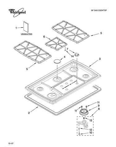 Cooktop, burner and grate parts