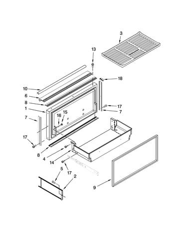 Freezer door and basket parts