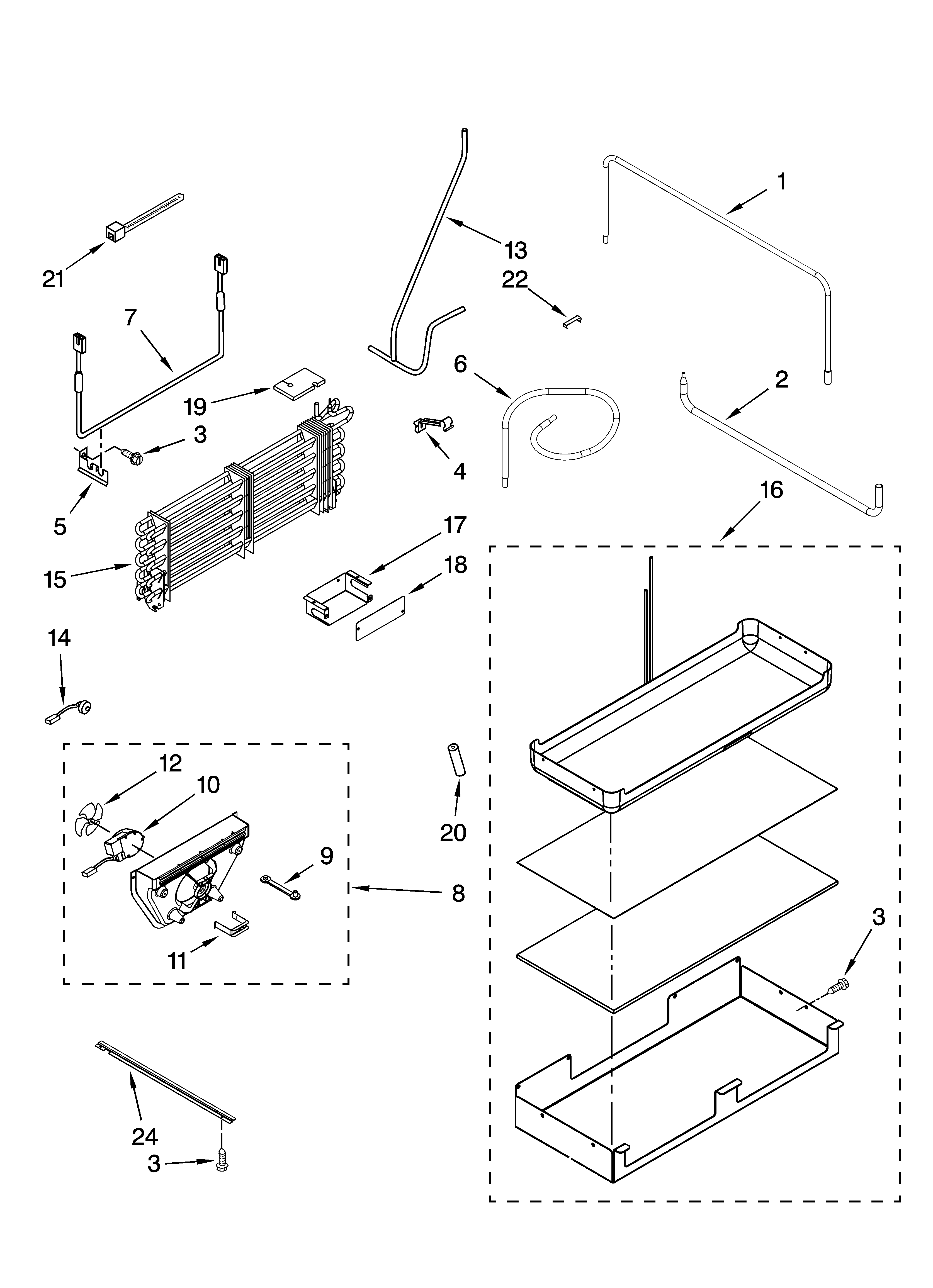 Lower unit and tube parts