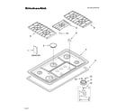 KitchenAid KGCC766RSS01 cooktop, burner and grate parts diagram